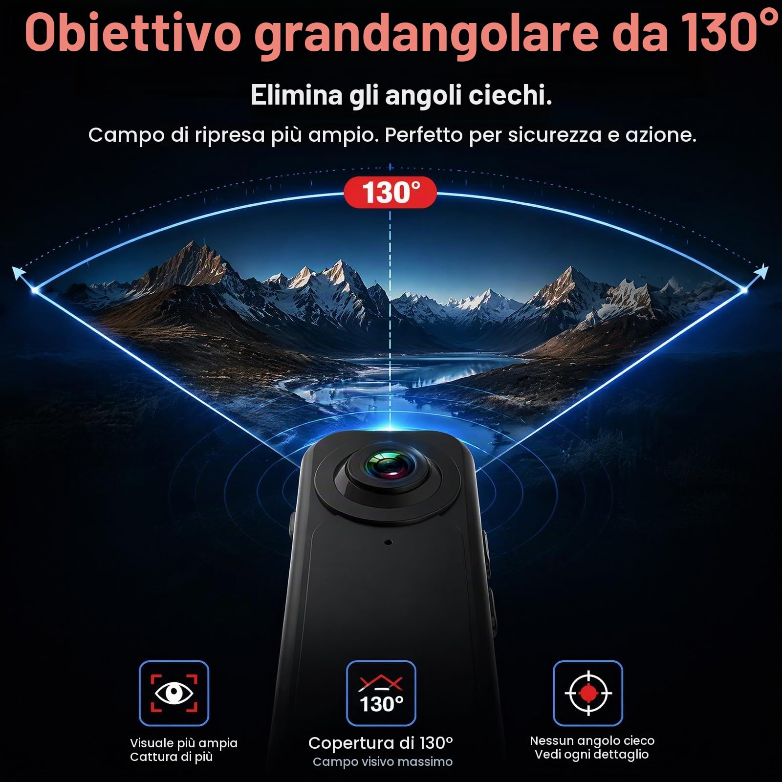 Mini Videocamera Corporea HD 1080P con Audio Visione Notturna Sicurezza | 64GB inclusa, registrazione a ciclo continuo, batteria 1000mAh 6h, clip universale, senza configurazione, per vigilanza