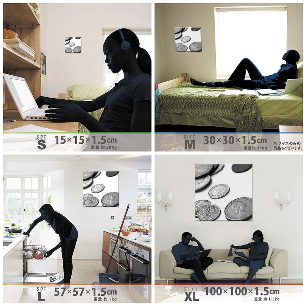 Amazon.co.jp: コイン モノクロ アートパネル 57cm × 57cm Lサイズ