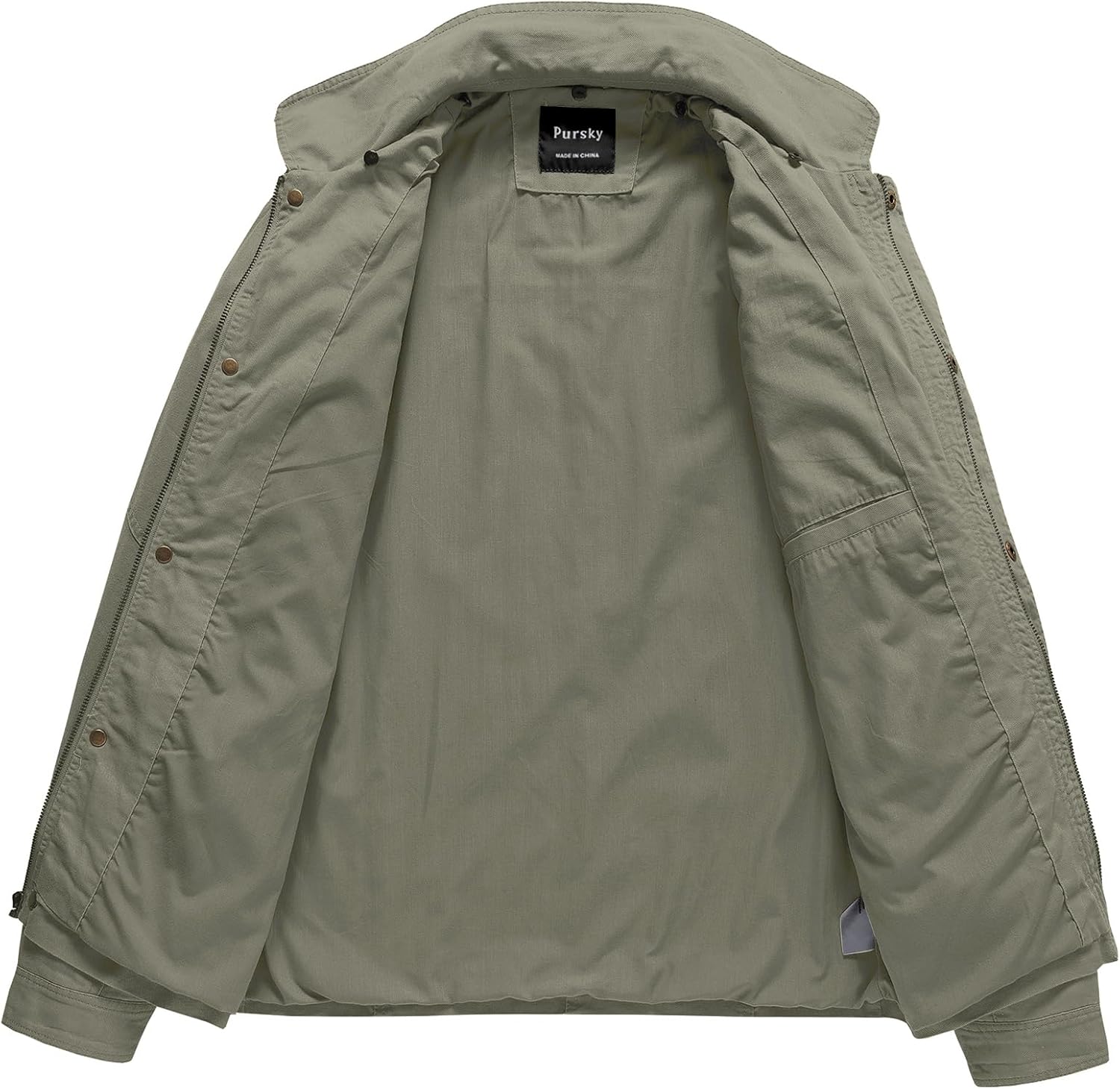 Pursky Men's Canvas Cotton Military Casual Field Jacket Outerwear With Removable Hood - Image 4