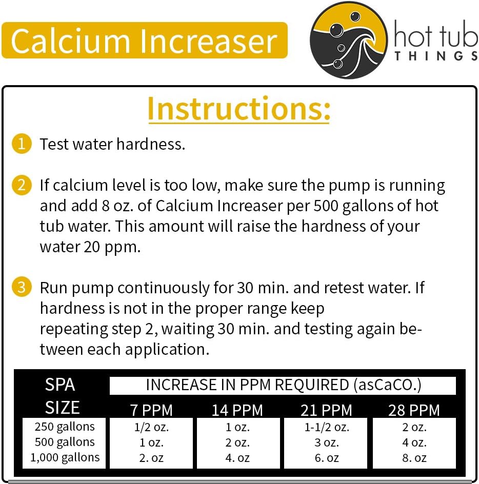 Hot Tub Things Calcium Increaser, Liquid Spa Water Hardness Booster for Hot Tub & Spa, Supports Equipment Longevity, Enhances Water Balance, Reduces Foam, Salt System Compatible, 32 oz