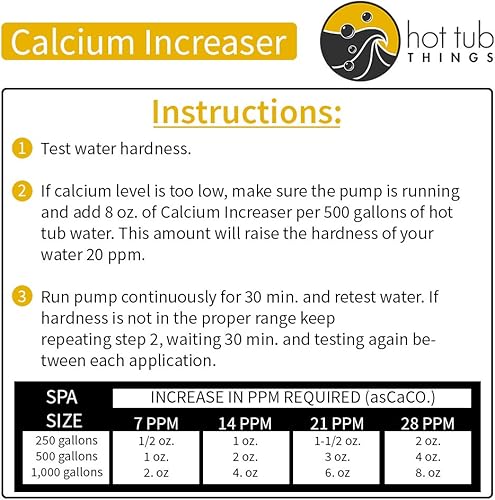 Miniatura 7 de Hot Tub Things Aumento de calcio, potenciador líquido de dureza del agua de spa para bañera de hidromasaje y spa, apoya la longevidad del equipo,