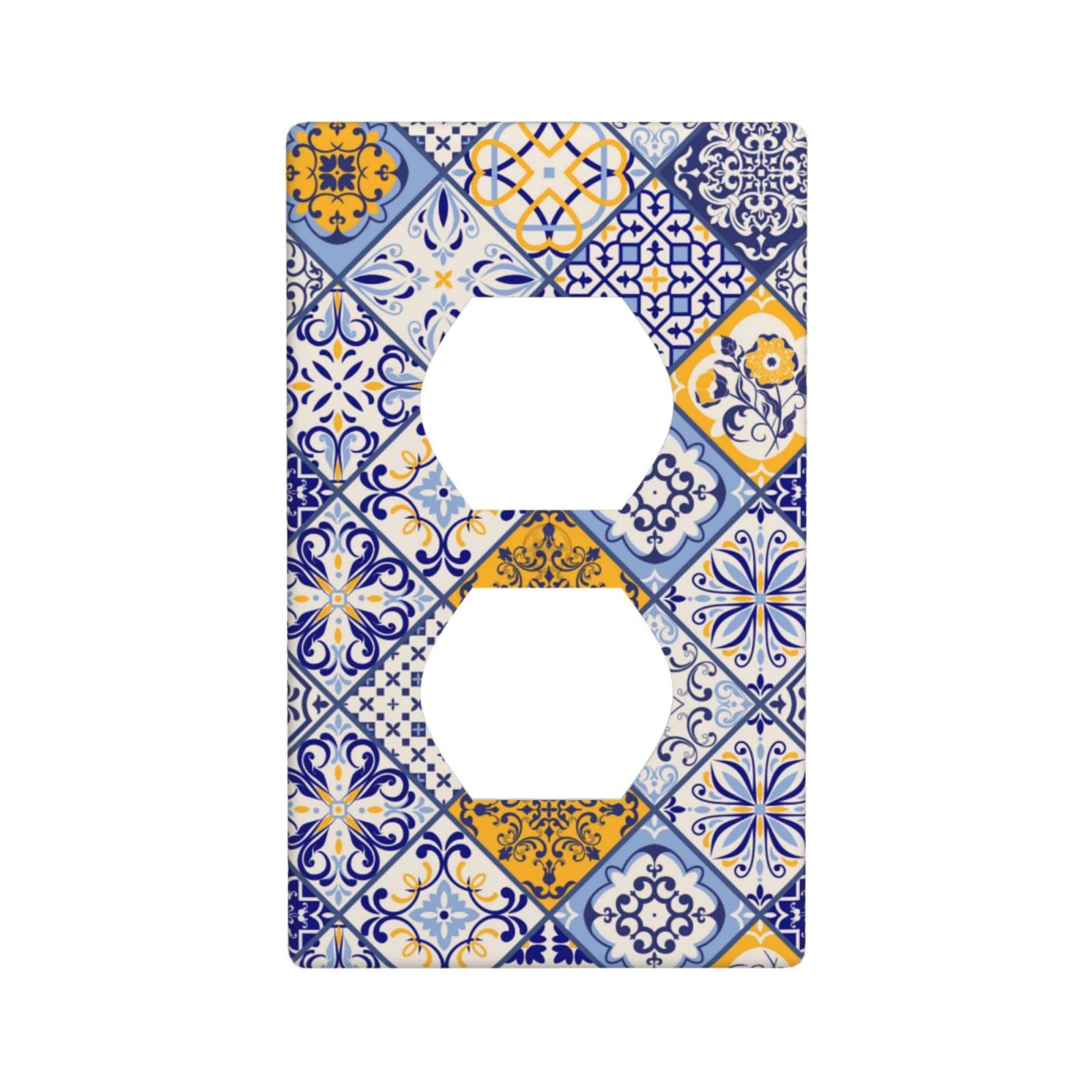 Mexican Talavera Decorative Light Switch Cover Blue Electrical Outlet Covers Wall Plate Switch Covers for Home Decor (Outlet, Mexican Tile)