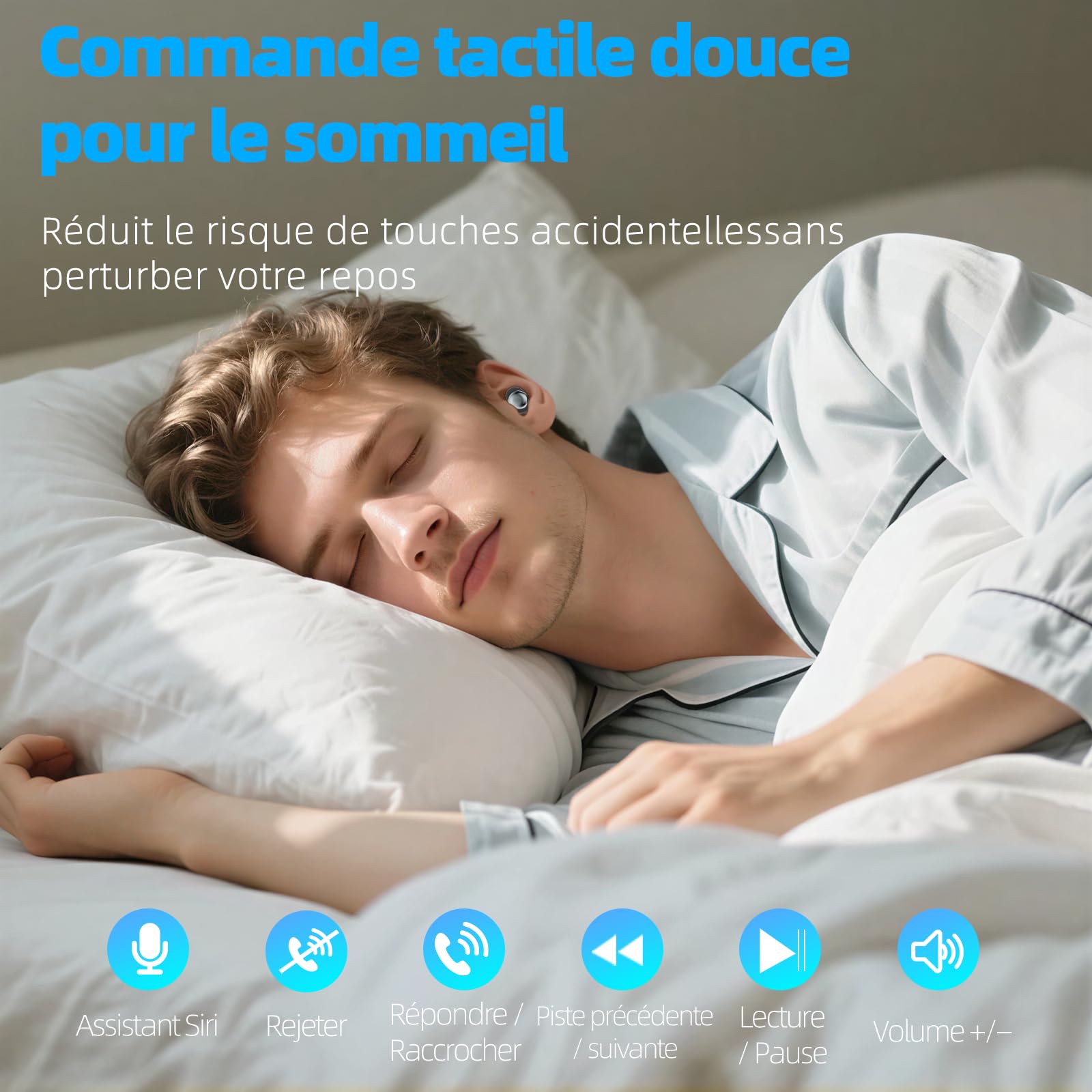 Ecouteurs Bluetooth sans Fil, Écouteurs Sommeil pour Dormir sur Le Côté, Sleep Earbuds Bluetooth 5.4 Double Mode Veille, Mini Écouteurs sans Fil pour Dormir, Casques 40H Autonomie (Noir)