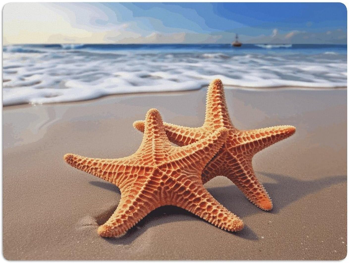 Starfish on The Beach Drying Mat for Kitchen Counter 30x40 inch, Diatomite Dish Drying Mat, Non-Slip, Absorbent Dish Drainer Pad for Coffee & Utensils, Kitchen Decor Mats