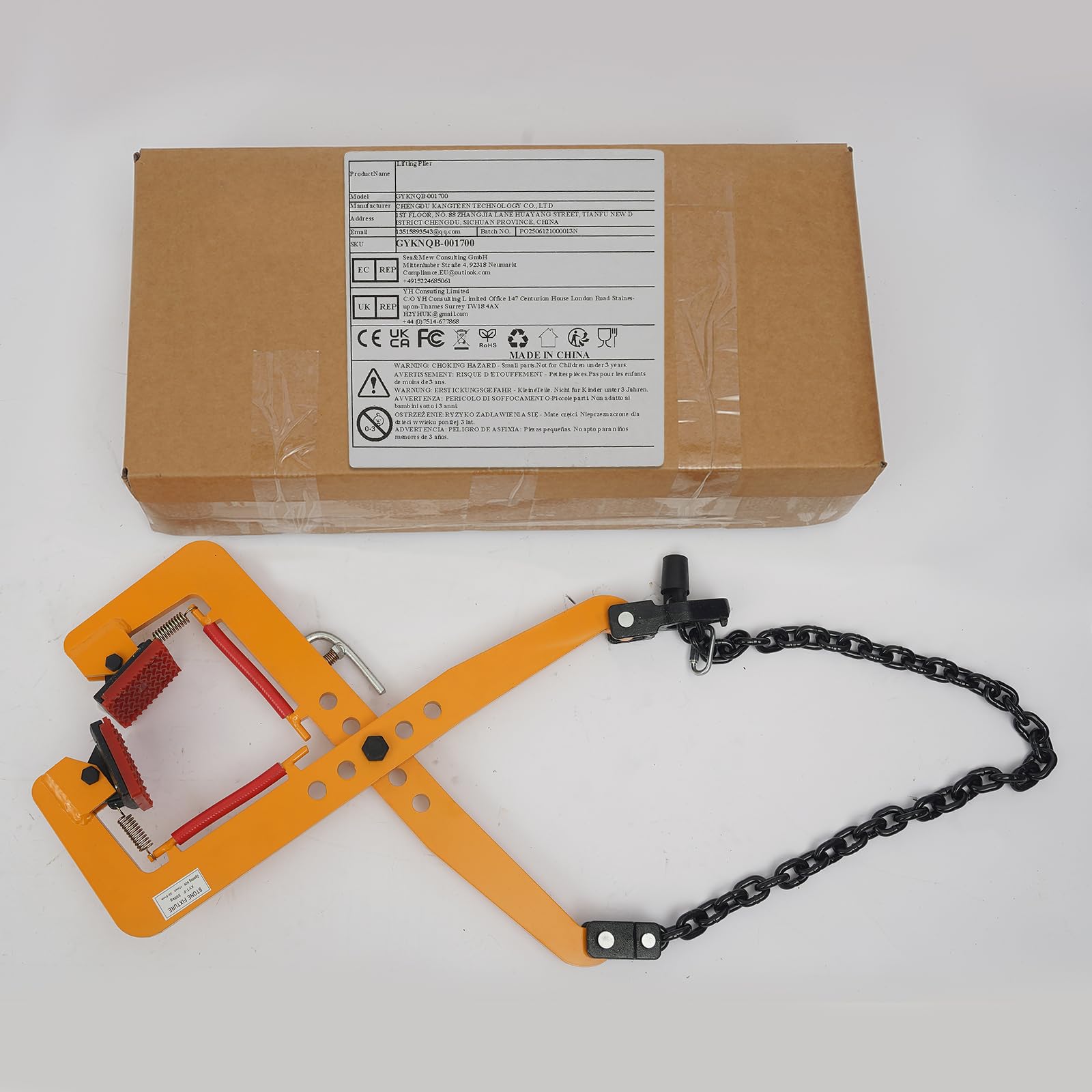 Pinza di fissaggio da 325 kg, morsetto di estrazione per pallet, ganasce regolabili in gomma 12 – 36 cm, morsetti di sollevamento verticali, pinza per sollevamento marciapiede, supporto per gru da