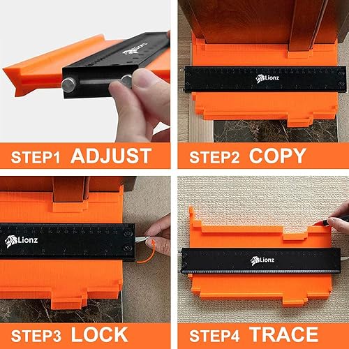 Miniatura 6 de Lionz Herramienta de forma y contorno de calibre de contorno, herramienta de perfil de calibre de 10 pulgadas con tornillos de bloqueo y ajuste para