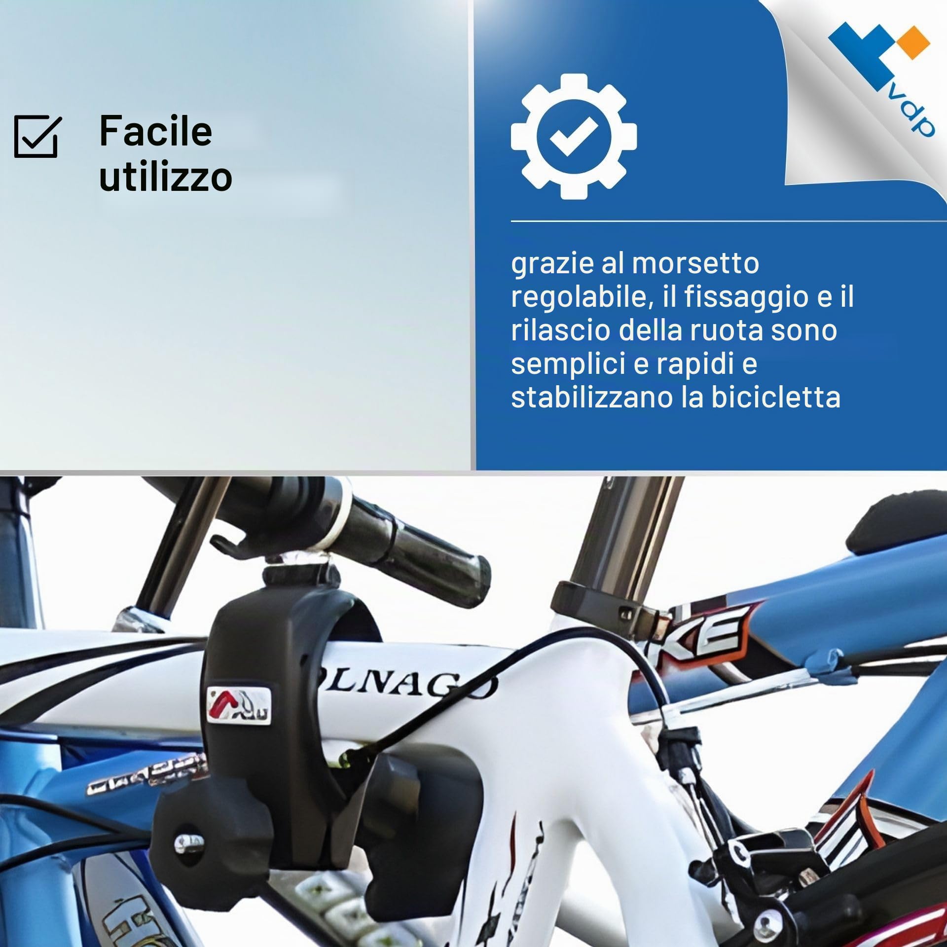 Menabo 63352, Universale per Tutti i Portapacchi Posteriore per Bicicletta, Standard