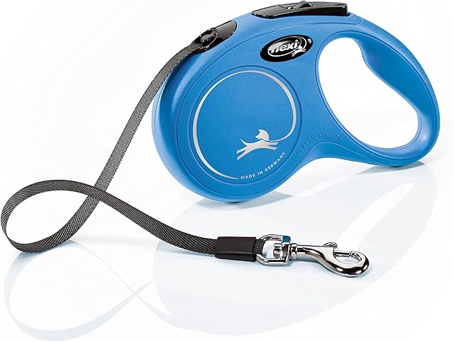 Flexi New Classic Tape Blue Small 5m Retractable Dog Leash/Lead for dogs up to 15kgs/33lbs