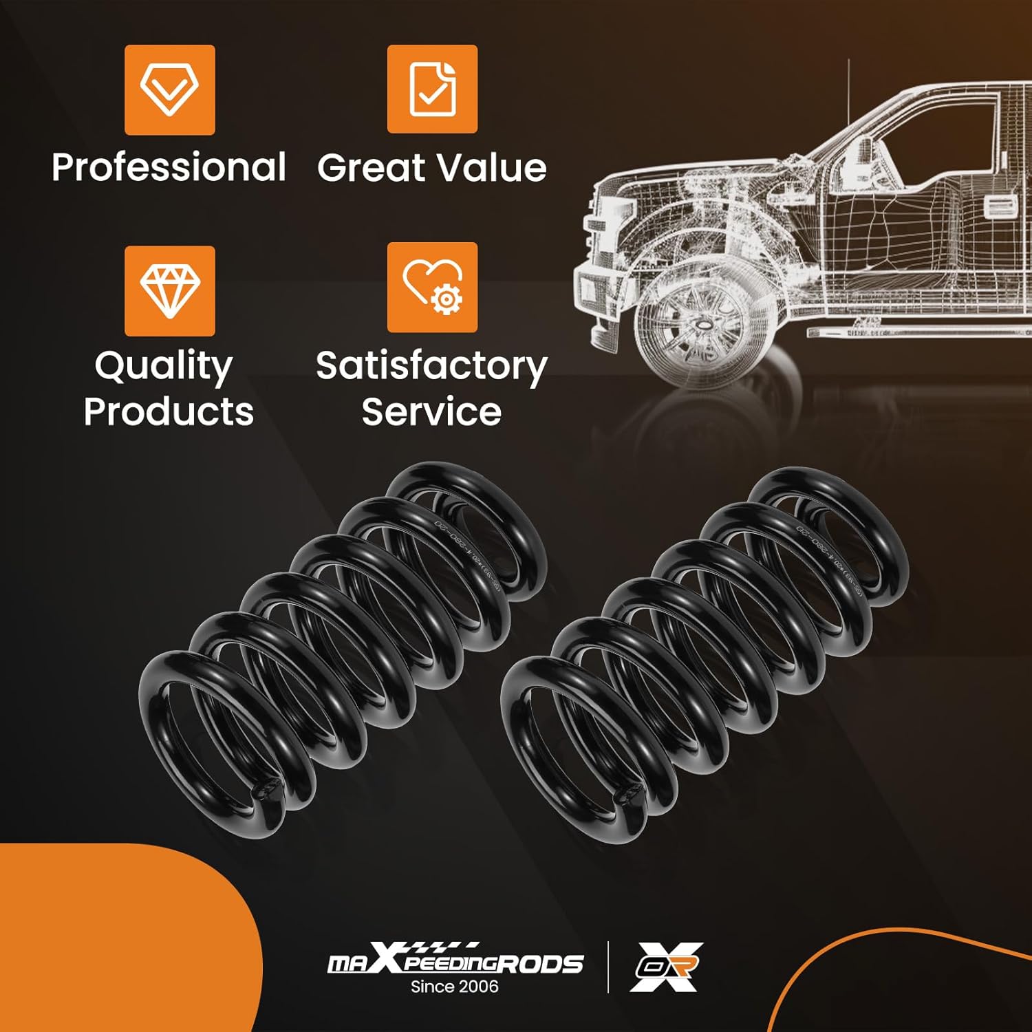 maXpeedingrods 3” Front Coil Spring Lowering Kit for Chevy C10/GMC C15 2WD 1963-1987, Drop Coils Kit