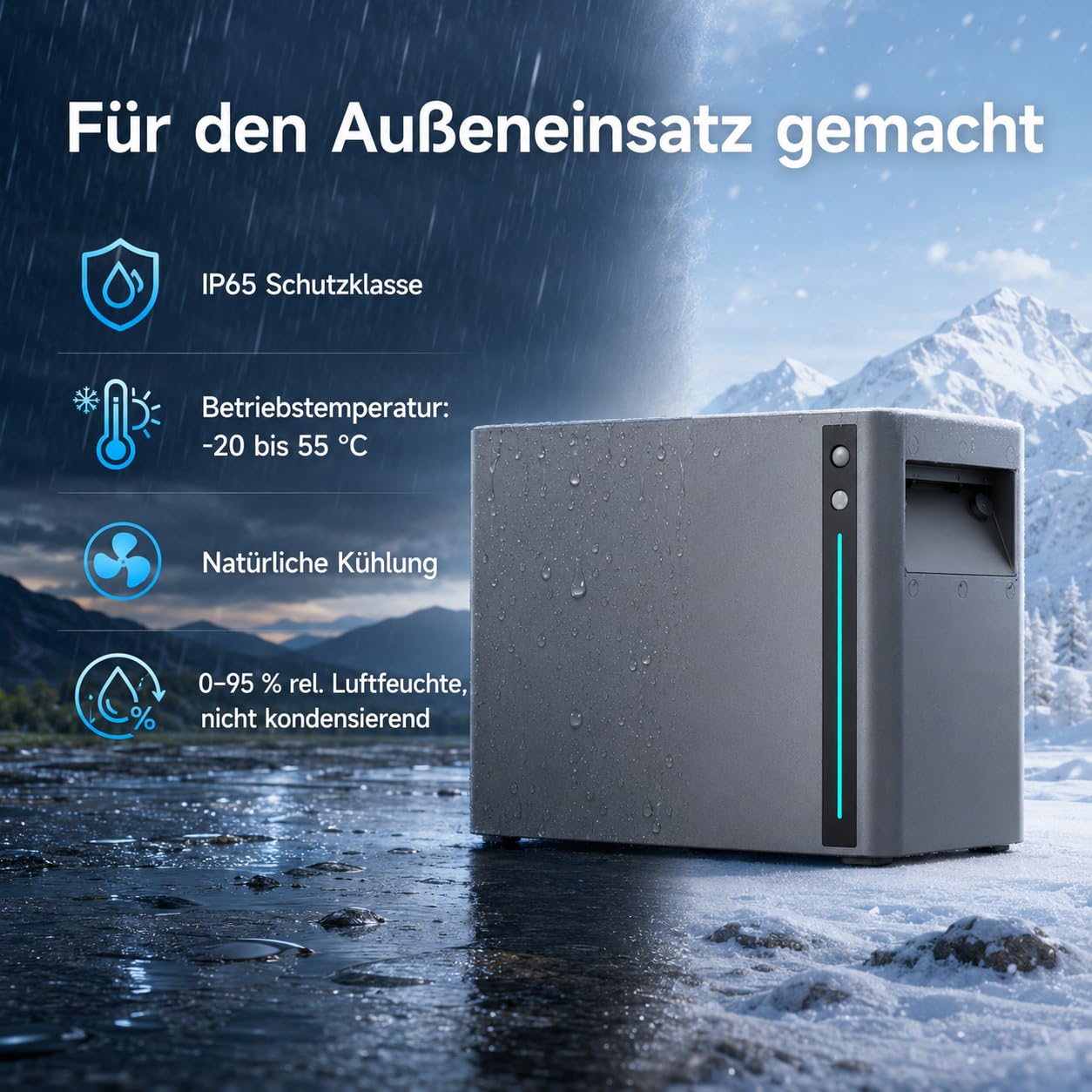 SAKETE Balkonkraftwerk 1000W mit Speicher, Solaranlage Komplettset mit 2 x 500W Full Black Solarmodulen, Elecway 800W Wechselrichter und 2,01kWh Akku