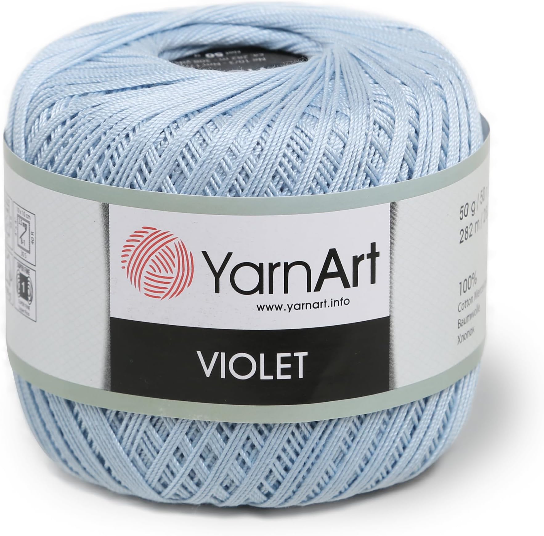 Violet – 100% Mercerized Cotton Crochet & Knitting Yarn – Soft & Durable Lace Thread for Embroidery, Doilies & DIY Crafts – 1 Skein (50g, 282m) (4917)