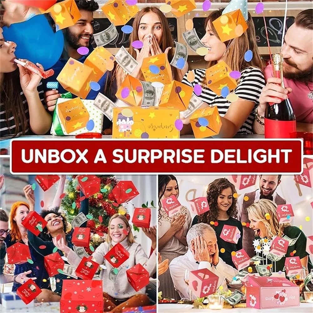 YHAXP Funoio Caja de regalo sorpresa, caja sorpresa de Navidad 2024, caja de regalo de explosión para dinero, caja de regalo de dinero desplegable para dinero en efectivo, juego de cajas de regalo