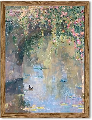 Lienzo enmarcado vintage de Monet, arte de pared de paisaje floral, cuadros de naturaleza campestre, impresiones estéticas para decoración del hogar
