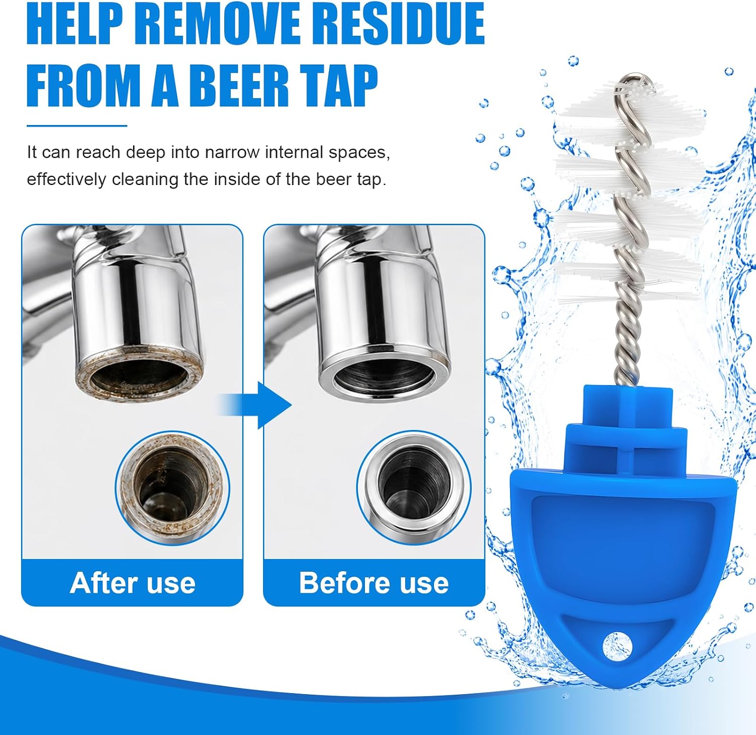 20 Pack Beer Tap Plug Brush, Reusable Draft Beer Faucet Cleaning Brush for Kegerator, Beer Tap Cleaning Brush for Bar, Brewery, Restaurant & Home Bar