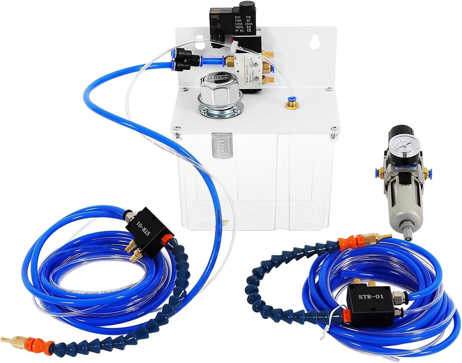 Mist Coolant Cooling Spray Pump Kit, YS-BPV-3000 Lubrication Spray System with 2 Sprays Cooling Sprayer Machine for CNC Lathe Milling Drilling MachineBlue,1