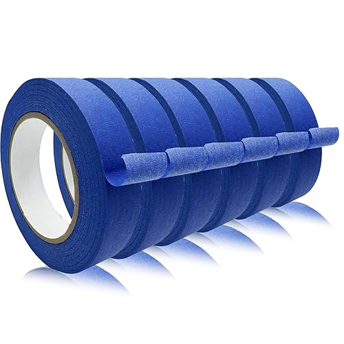 Miniatura 9 de Cintas de Pintores Profesionales de 2 Pulgadas de Ancho (1.88 pulg x 60.1 Yardas x 6 Rollos = 360.6 Yardas), Cinta de Enmascarar Azul, Cinta