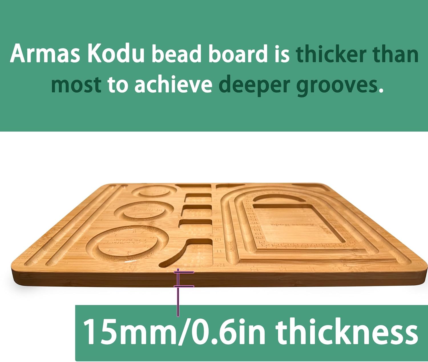 Armas Kodu Bamboo Bead Board for Jewelry Bracelet Necklace Making, Deeper Grooves in 0.5’’ Width and 0.25’’ Depth, 15.4 x 11.4 x 0.6 inch Beading Design Tray