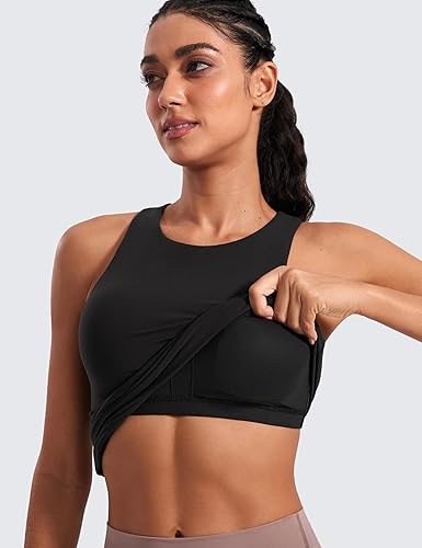 Miniatura 6 de CRZ YOGA Butterluxe - Camiseta sin mangas de entrenamiento para mujer, con espalda cruzada, acolchada, cuello alto, para yoga, atlética con brasier