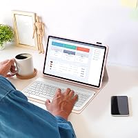 SENGBIRCH Lenovo Tab P12 2023 12.7" Bluetooth Billentyűzet Tok Világosrózsaszín 4