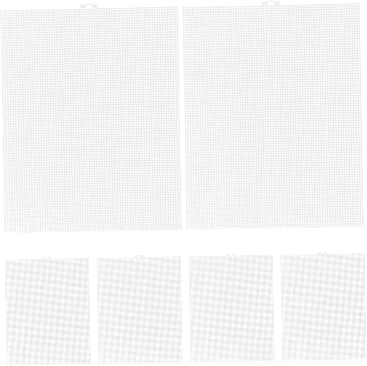KALLORY 6pcs Plastic Mesh Canvas Sheets for Crafting Knitting and Embroidery White Sheets for DIY Projects