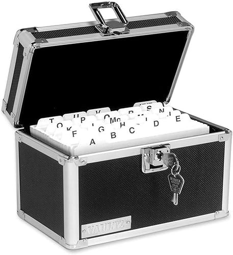 Miniatura 3 de Vaultz Portatarjetas de índice con bloqueo organizador de tarjetas flash para recetas contraseñas o estudios con capacidad para 450 tarjetas de