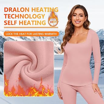 Women's Thermal Underwear Set Long Johns Fleece Lined Base Layer Long Sleeve Warm Shirts Winter Cold Weather Top Bottom