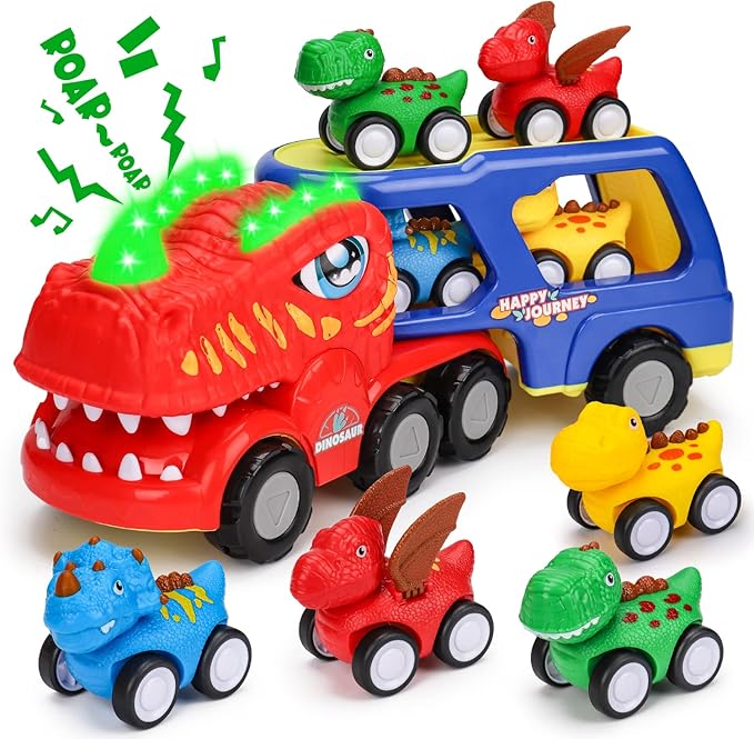 Toddler Car Toys for 1 2 3 4 Year Old Boy Birthday Gifts 5in1 Dinosaur Transport
