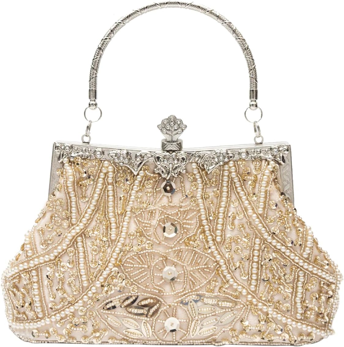 Clutch Con Strass Dorato - Borsetta Sera Elegante Con Catena, 25x11 Cm, Pelle PU - Foto 8