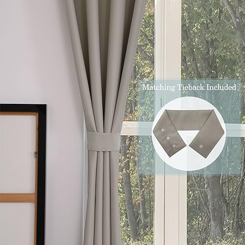 Miniatura 8 de Cortinas opacas extralargas de 132 pulgadas de largo con ojales en la parte superior, cortinas de oscurecimiento de la habitación, cortinas altas