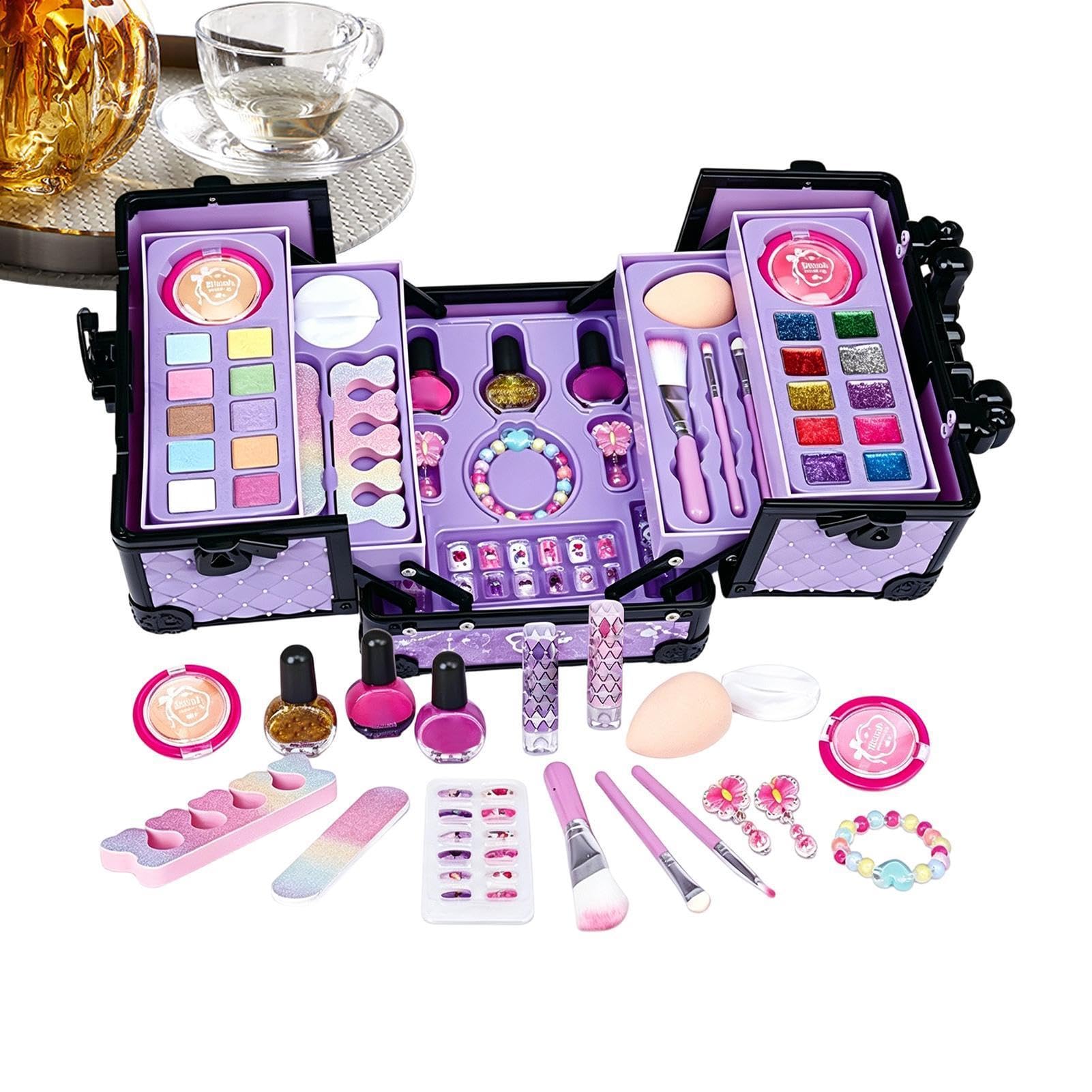 Set Trucco per Bambine Cosmetici Lavabili Con Custodia | Trucco Per Bambini 4-12 Anni, Ideale per Feste di Compleanno, Travestimenti e Giochi di Ruolo