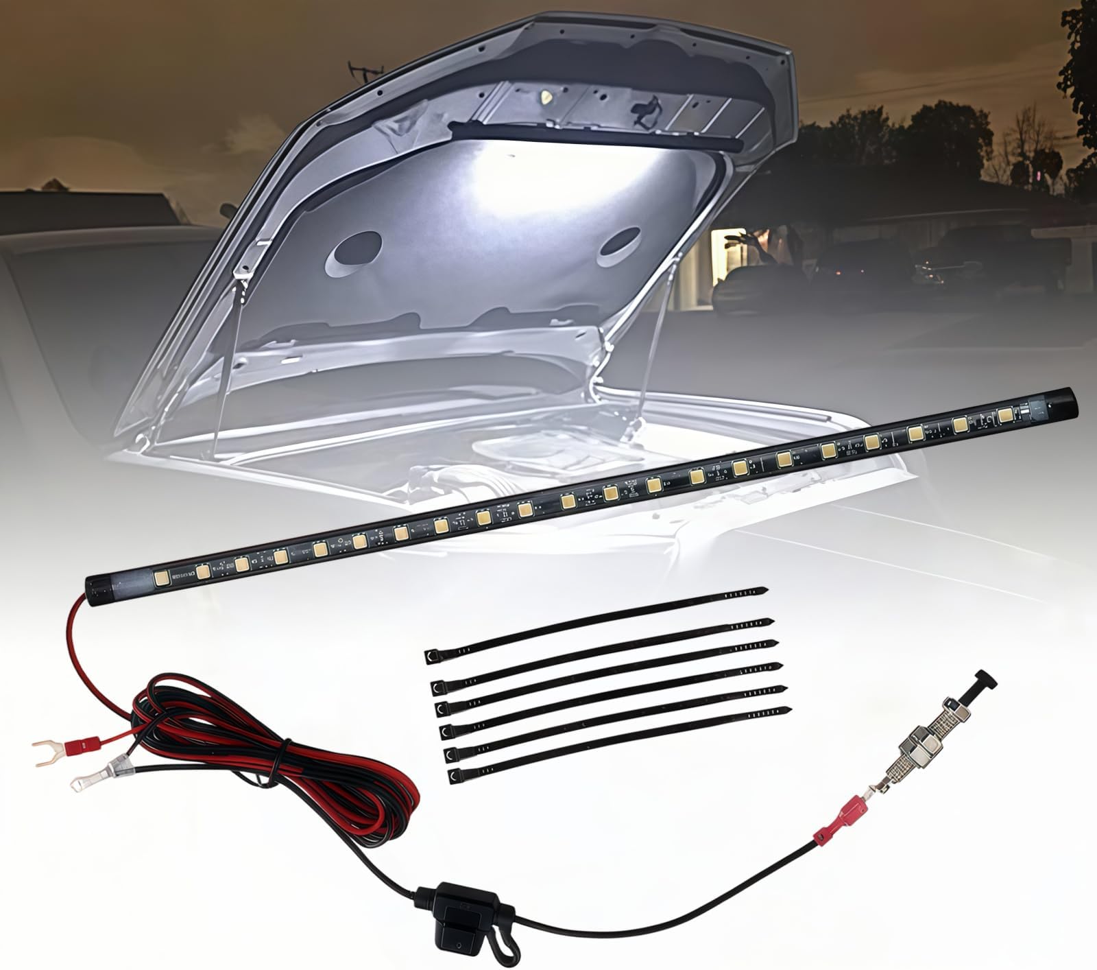 Under Hood LED Light Kit, Waterproof 12V Car LED Lights Bars Car Hood Work Inspection Lights Underhood Work Light Kit with Automatic On/Off -Universal Fits Any Vehicle