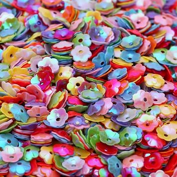 4000pcs 6mm Glitter Flower Bulk Loose Sequins Iridescent Round Embroidery Paillettes Crafts Sequins Cup Spangles for Sewing Christmas Wedding Confetti Decoration AccessoriesMixed Color