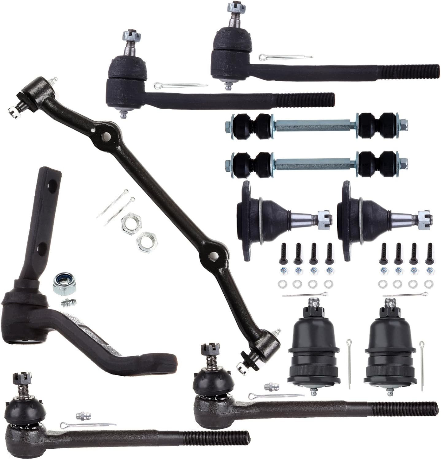 SOSOPART 12pc Set Front Suspension Kit Center Link Tie Rod