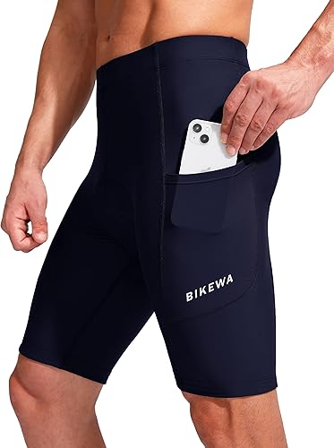 Vista 2 de Pantalones cortos de ciclismo para hombre con acolchado 3D para ciclismo de carretera, ciclismo de montaña, ciclismo UPF 50+, bolsillos