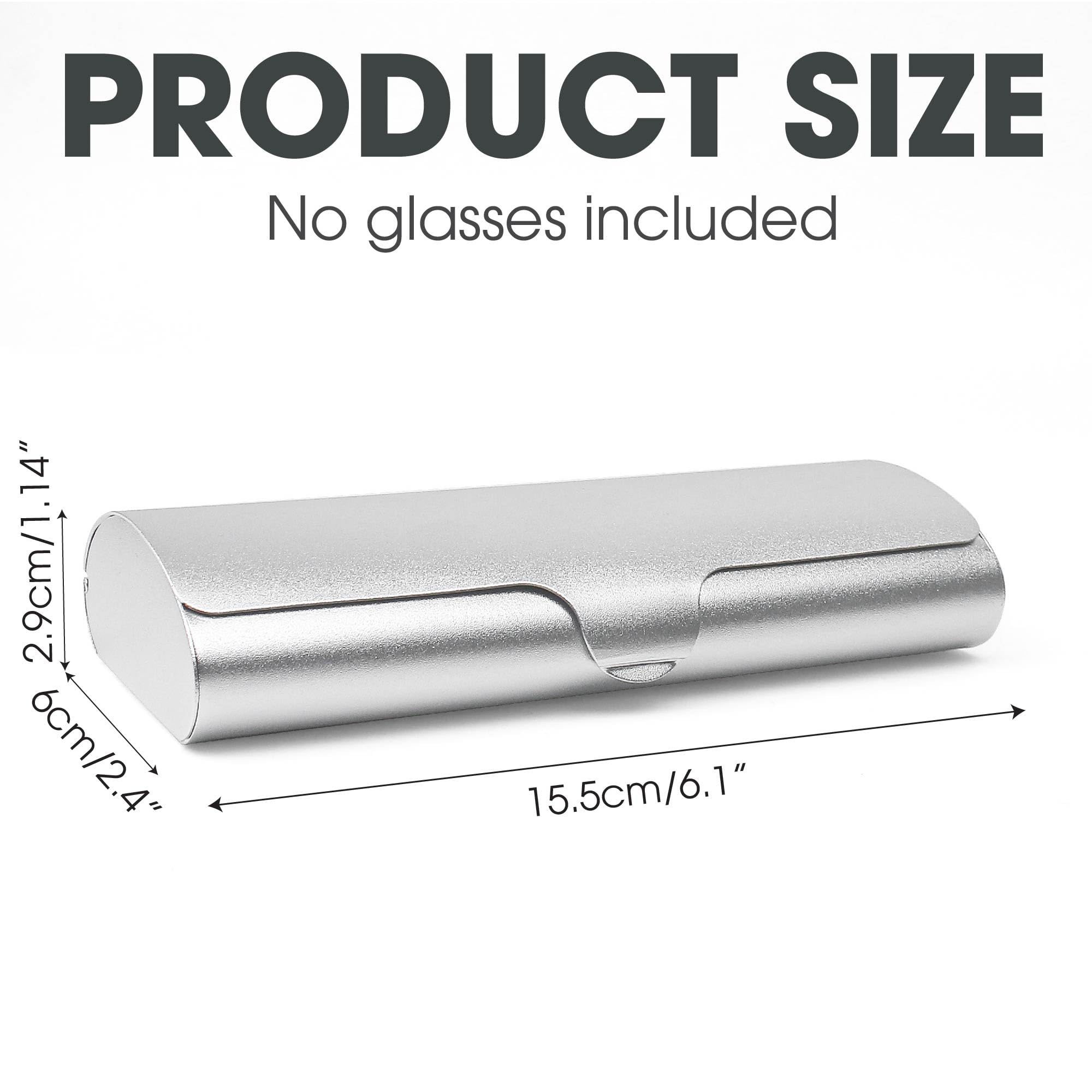 Slim Eyeglass Case, Metal Aluminum Eyeglass Hard Shell, Ultra Thin Ultra-Light Matte Spectacle Glasses Cases for Nearsighted Men Women (Silver)