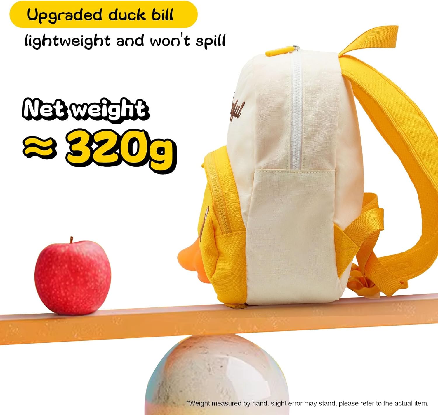 B.Duck Plush Backpack Cute Duck Design with Zipper Shoulder Bag for Gifts (Age 3-7 (11" h), 01 White Duck)