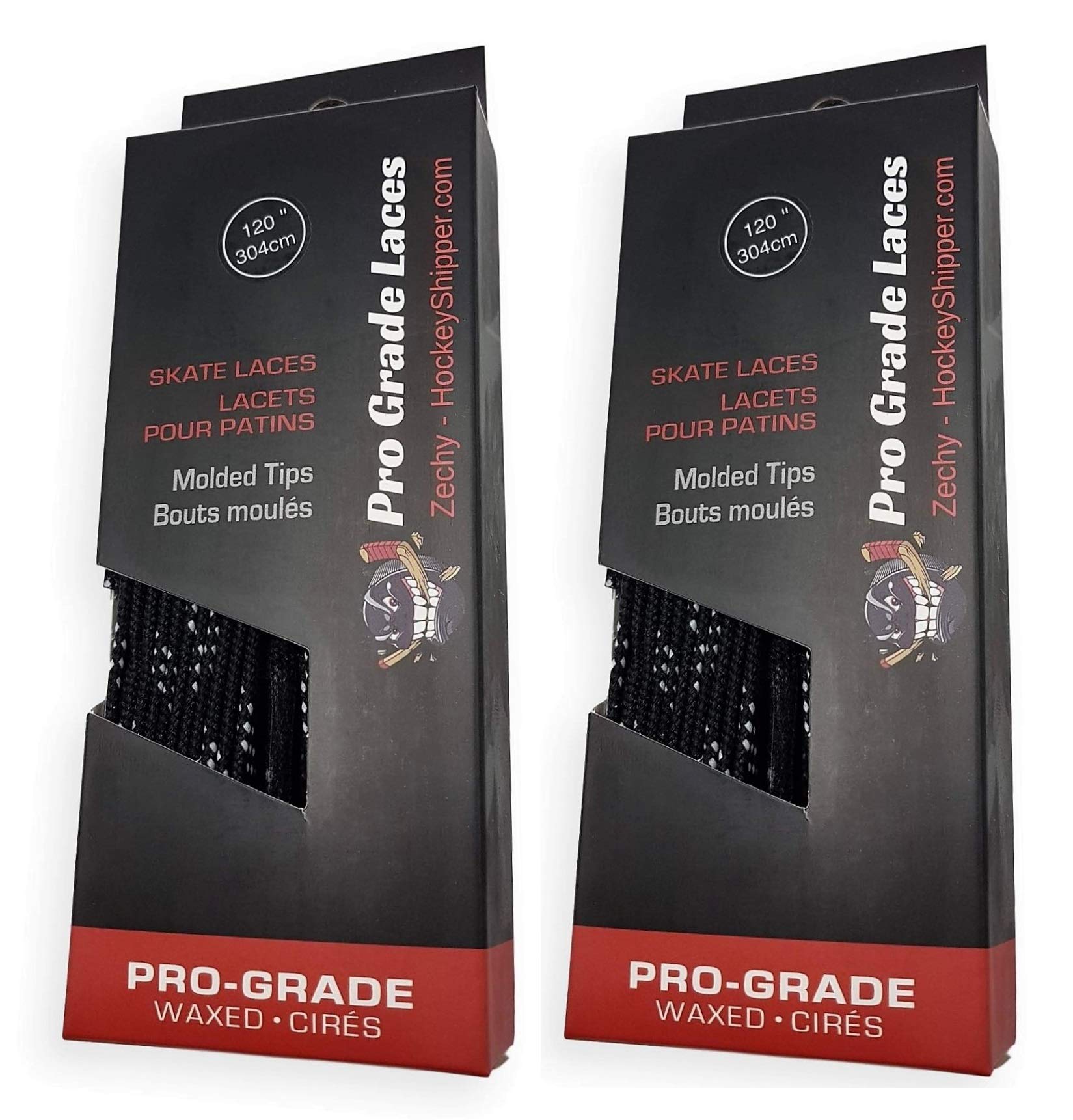 zechy Hockey Laces Waxed - Specifically Made for Skates - Two Pairs - Sizes (72, 84, 96, 108, 120, 130) (Black, 72")