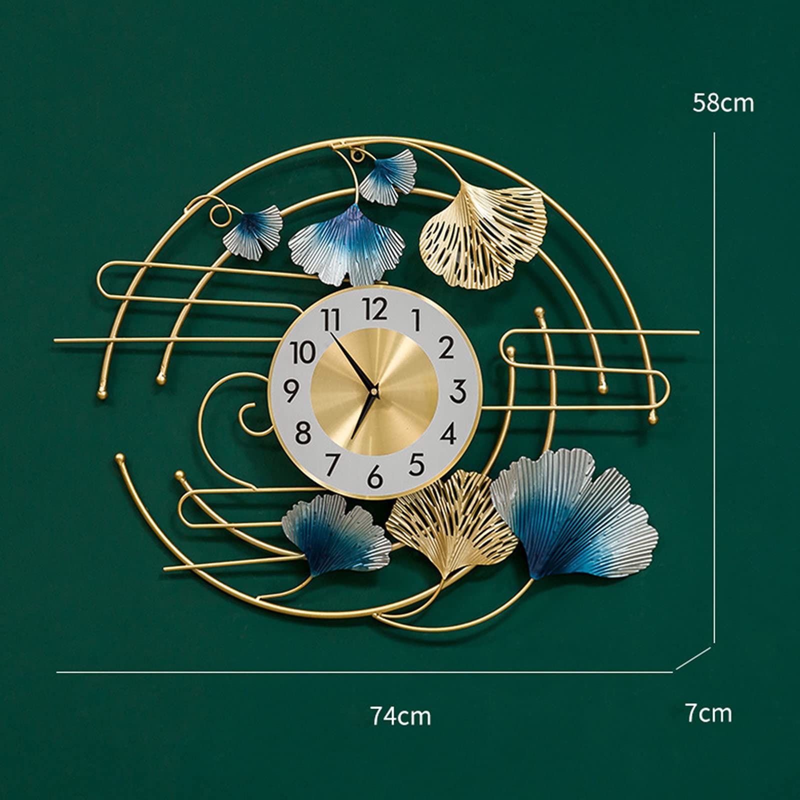Amazon.co.jp: 大型金属時計、74X58CMモダンギンゴリーフ