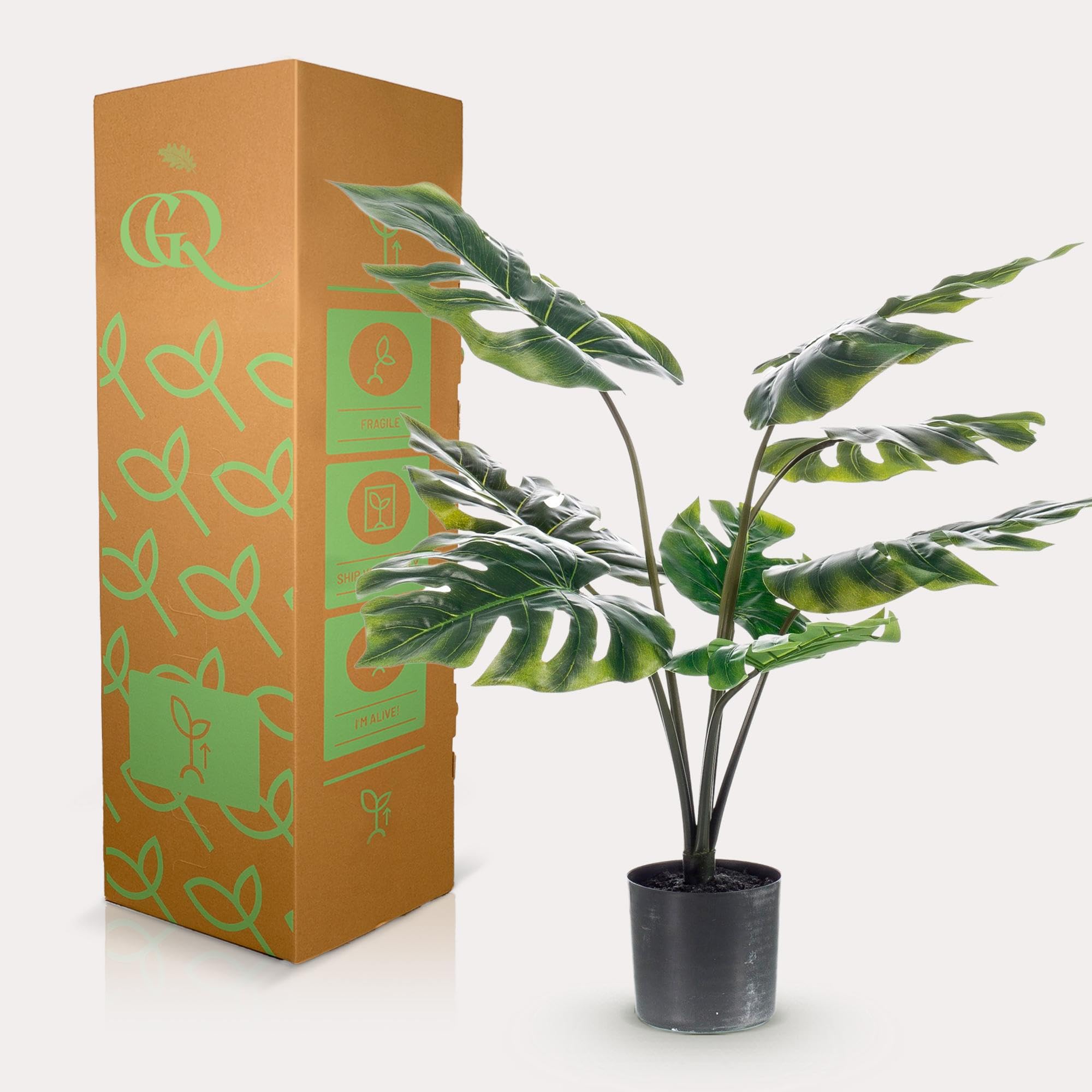 Monstera Deliciosa sztuczna roślina do salonu i biura, zielona, 65 cm
