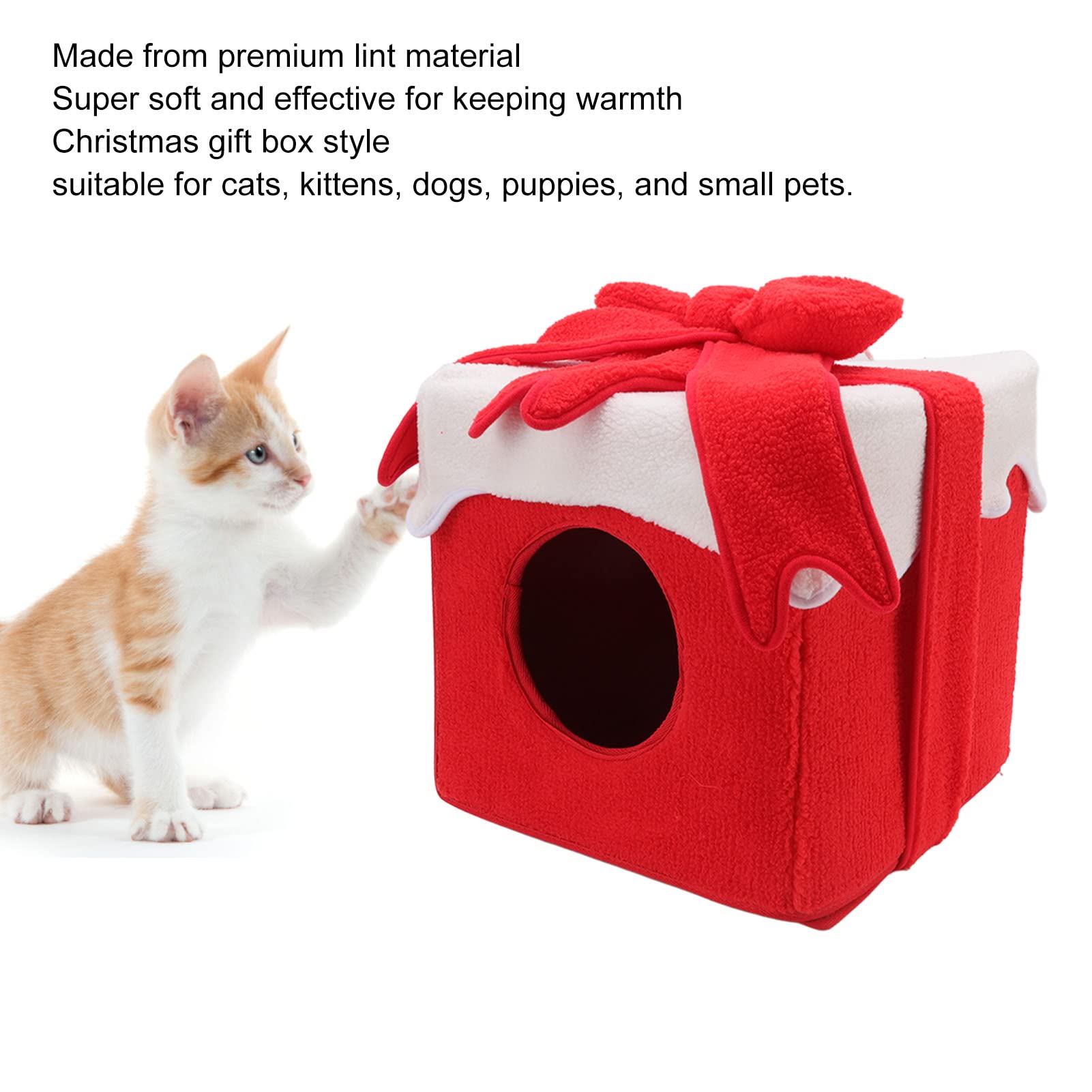 Chrees Tenda per Animali Domestici Calda, Morbida e Morbida, per Lettino Natalizio per Gatti, Gattini, Cani e Cuccioli (Rosso)