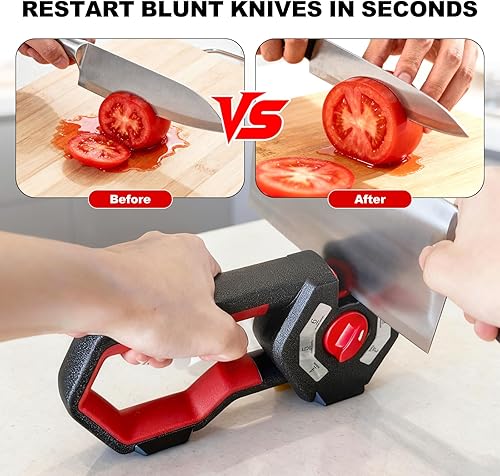 Miniatura 5 de Afilador de cuchillos 6 en 1, afilador de cuchillos de cocina de piedra con ranura para afilar tijeras, varillas de cerámica, esmeril, hojas de