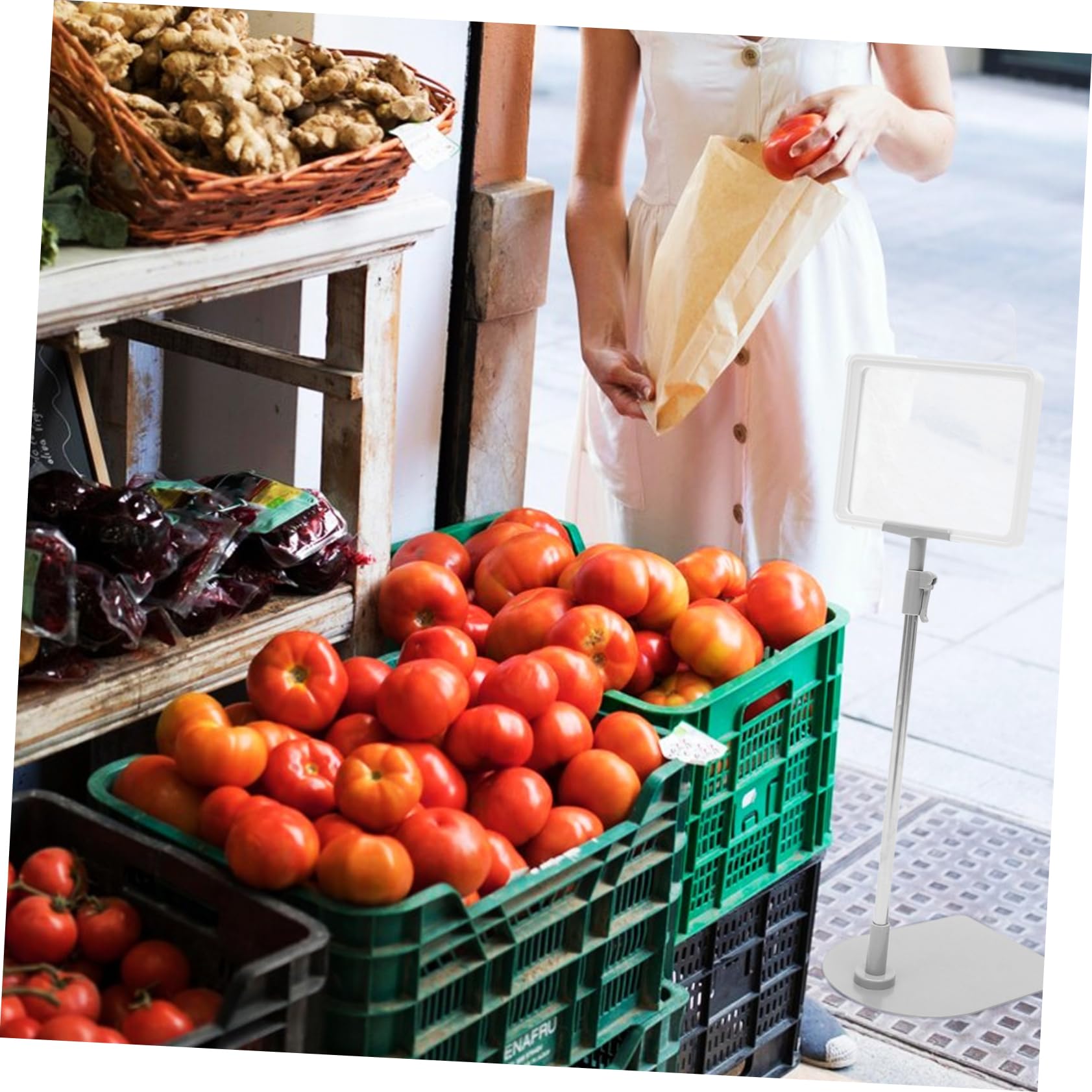 DOITOOL Espositore Prezzi Supermercato Riutilizzabile A5 Design Stabile in Acciaio Inossidabile e Plastico, per Frutta e Verdura in Supermercati