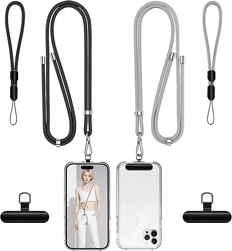 Miniatura 64 de takyu Cordón para teléfono celular, correa ajustable para el cuello y 2 correas de muñeca para teléfono con parches de sujeción para teléfono