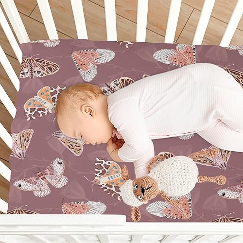 Miniatura 7 de Sábanas para cuna de mariposas y polillas, sábanas ajustables elásticas para cuna para niños y niñas, sábana unisex acogedora para cuna de bebé, 27