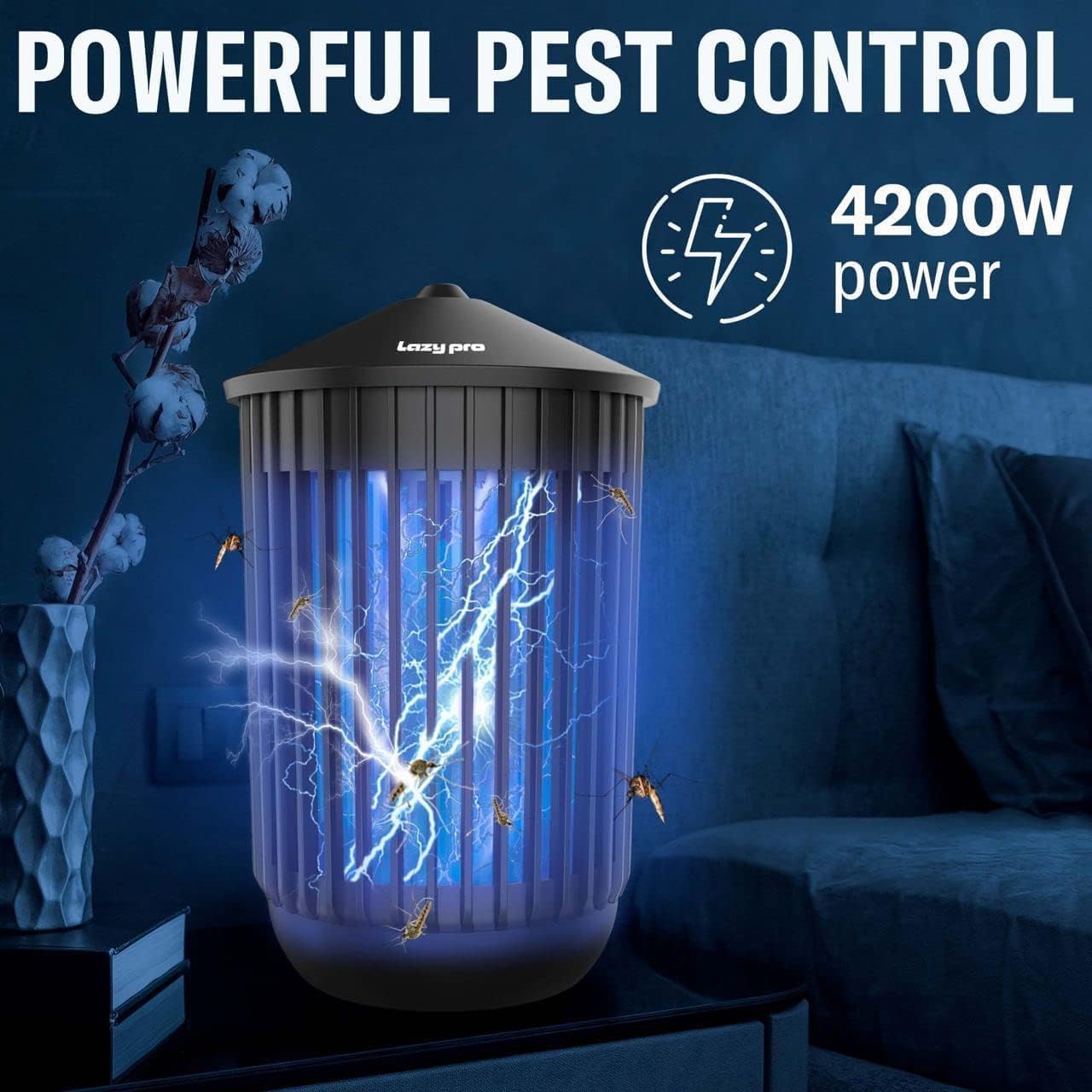 [2 in 1] Bug Zapper + Attractant - Effective 4800V Mosquito Killer - Electric Insect Fly Trap, Waterproof Indoor & Outdoor - Bright Light Bulb Lamp for Backyard, Patio, Home, Plug-in