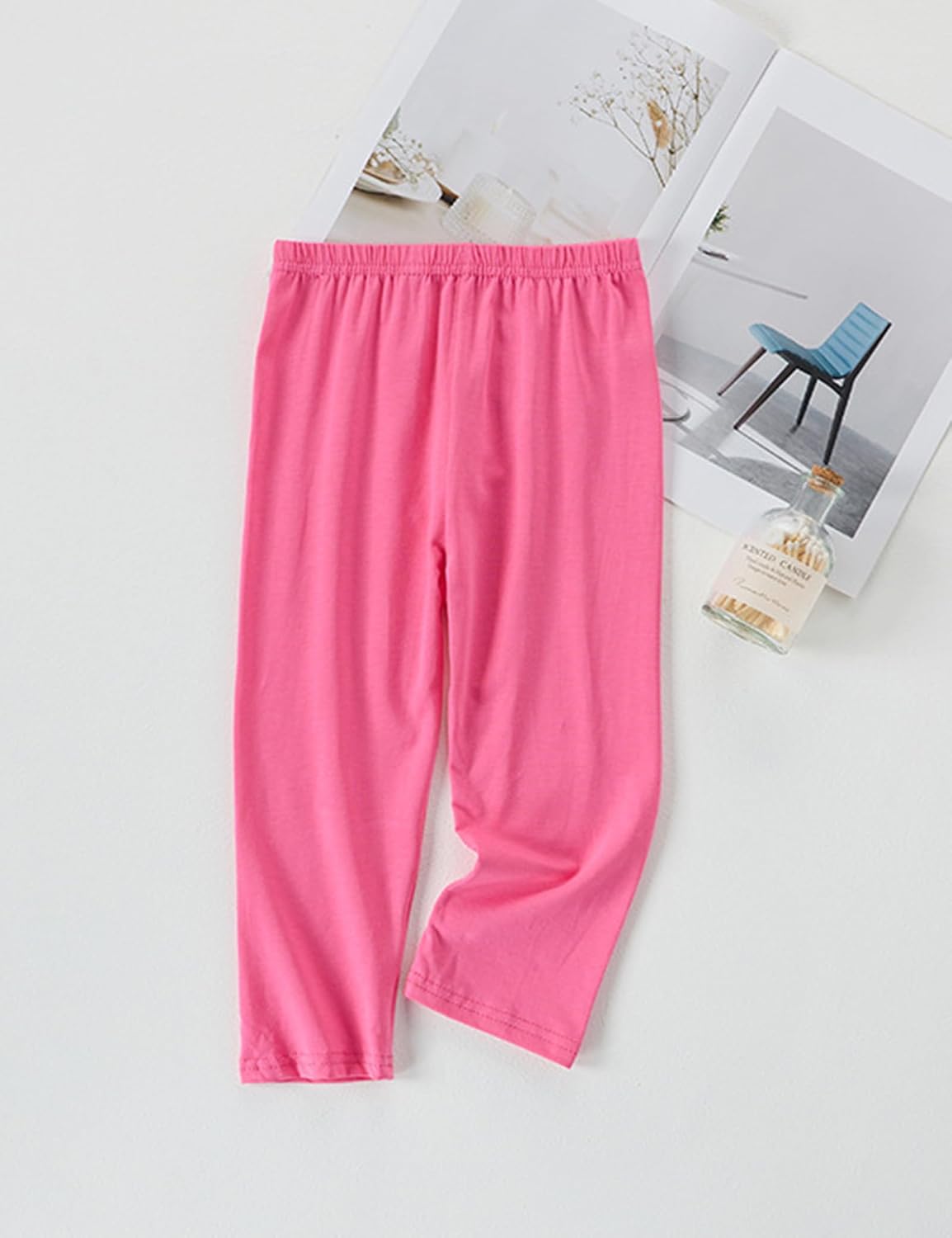 Kiench 3 Pack Girls Cotton Capri Leggings 3/4 Pants Kids Cropped Tights