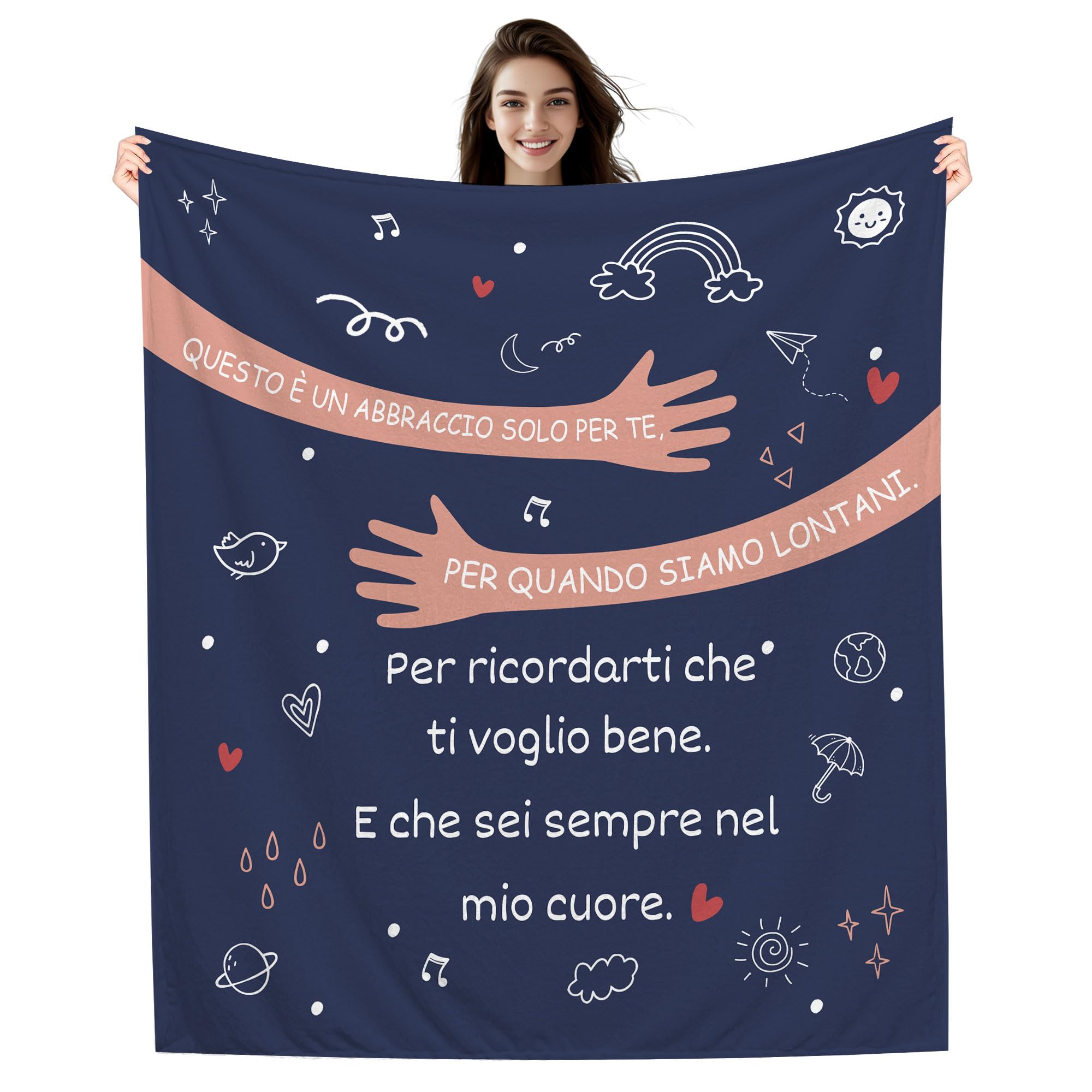 Amorea Questo è un Abbraccio solo per te per quando siamo lontani Per ricordarti che ti voglio bene E che sei sempre nel mio Cuore Coperta per Donna Uomo Regalo di compleanno Regalo di Natale (a)