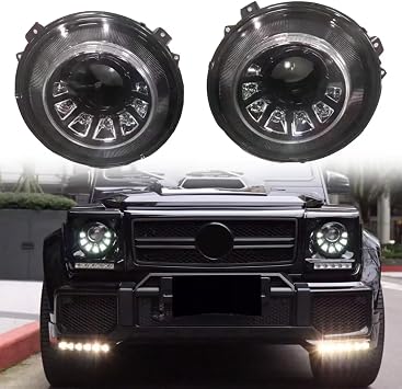 W463 Upgrade Headlight Assembly Set with W464 New G Class Fits for Mercedes Benz G Class G350 G500 G550 G63 G65 2009-2018 Dynamic LED Front Lamp 2Pcs.
