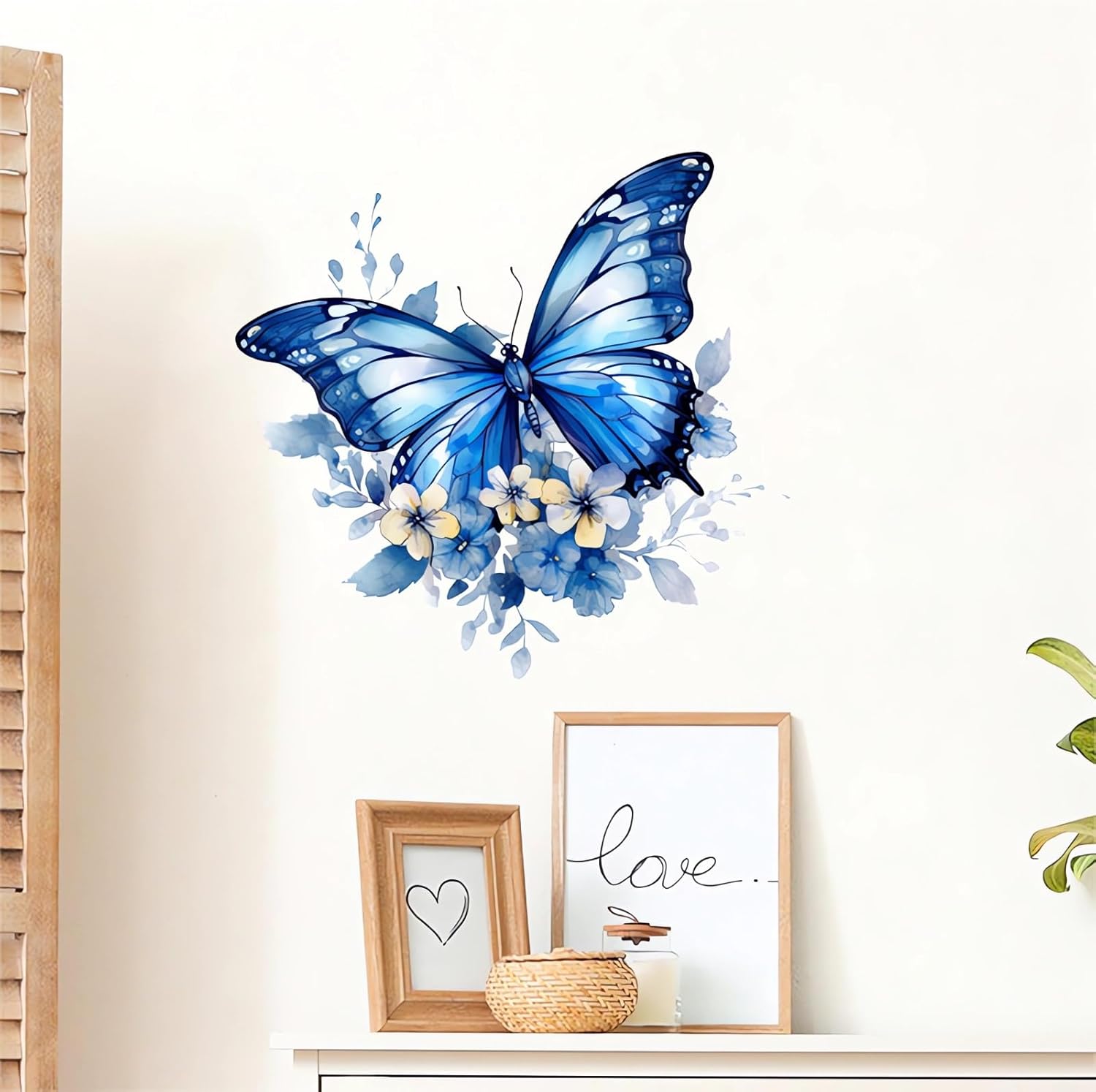 3 Sheets Colorful Blue Pink Butterfly Flower Wall Stickers, sacinora Rose Daisy Butterflies Art Wall Decals Removable Vinyl Peel and Stick for Living Room Bedroom Nursery Bathroom Toilet Home Decor