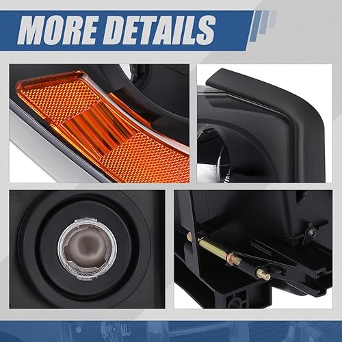 Miniatura 6 de Auto Dynasty Conjunto de faros halógenos estilo fábrica compatible con Dodge Dakota 2005-2007, lado del conductor y del pasajero, carcasa negra